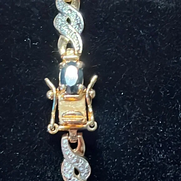 Sapphire and Diamond bracelet- 18KT gold over sterling silver - Picture 4 of 5